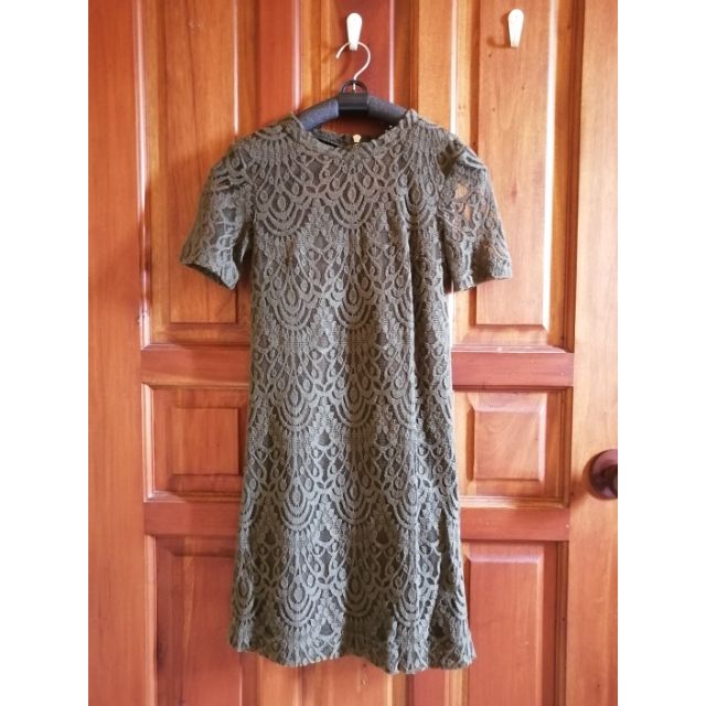 olive green lace dress