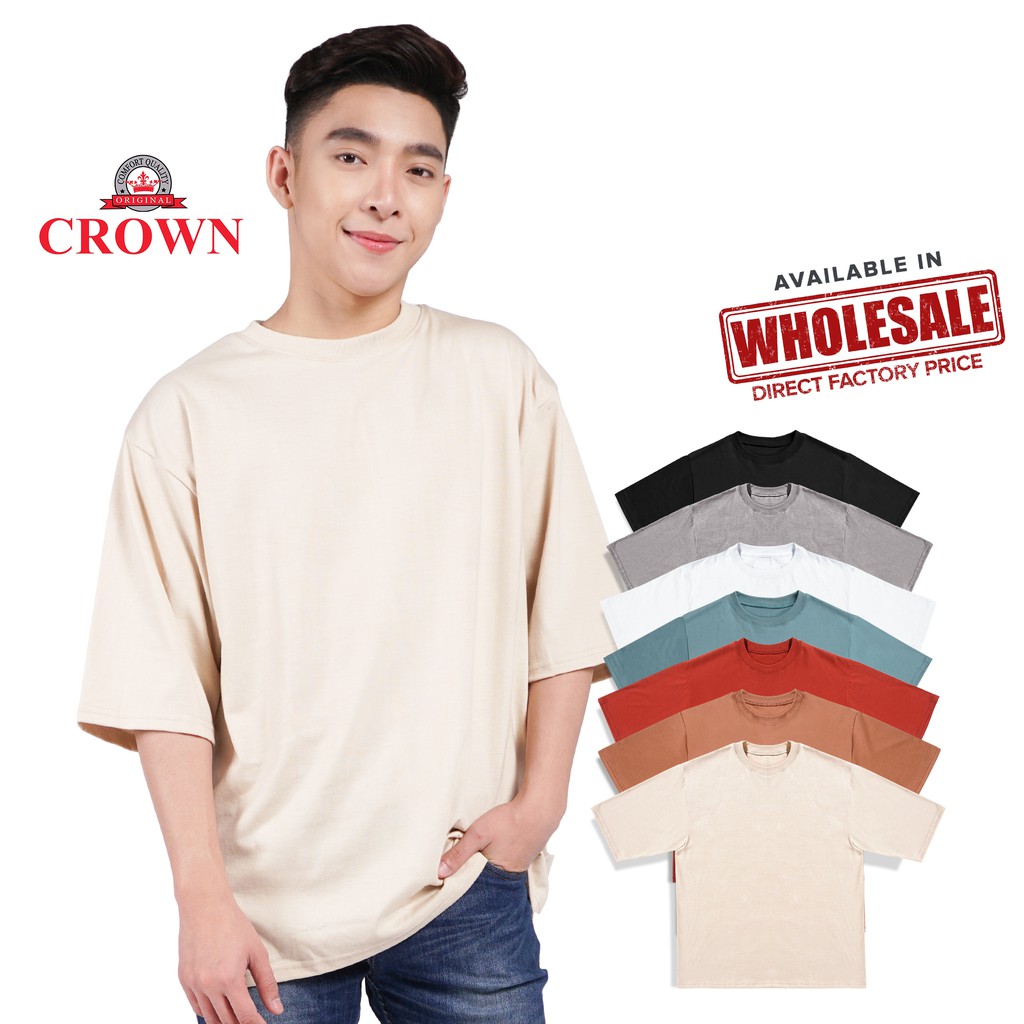 Crown Mens Oversized Shirt Collection Loose Fit Korean Oversize Tshirt Unisex Tee Plus Size Tops