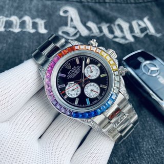 Rolex Rainbow Daytona Series Classic Three-Eyed Six-Needle Design Tower Fully Automatic Mechanical Movement: Mineral Imitation Wear-Resistant Scratch-Resistant Crystal Mirror Diameter: