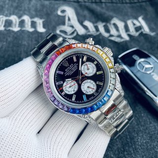 Rolex Rainbow Daytona Series Classic Three-Eyed Six-Needle Design Tower Fully Automatic Mechanical Movement: Mineral Imitation Wear-Resistant Scratch-Resistant Crystal Mirror Diameter: #2