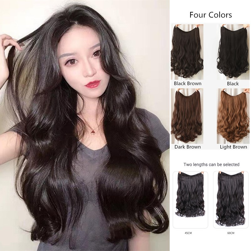 45cm/60cm Women Long Curly Hair Big Wave Wig Hair Natural Net Wig Hair  Extension with Clips For Ladies Girls | Shopee Philippines