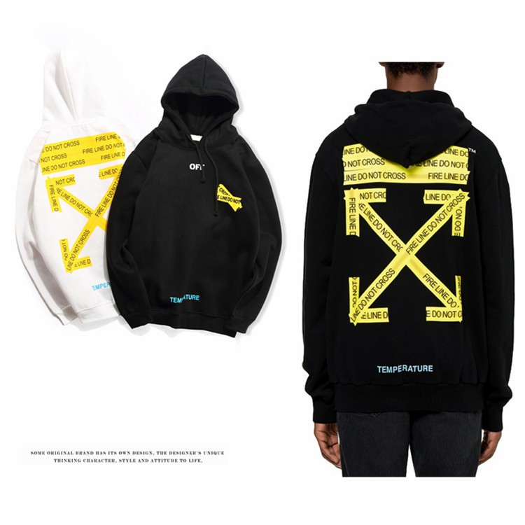 off white fire print hoodie