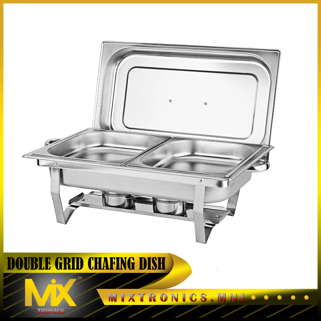 Mixtronics.mnl Double Chafing Dish Tray 11L Food Warmer Buffet Stainless Steel Square Shopee