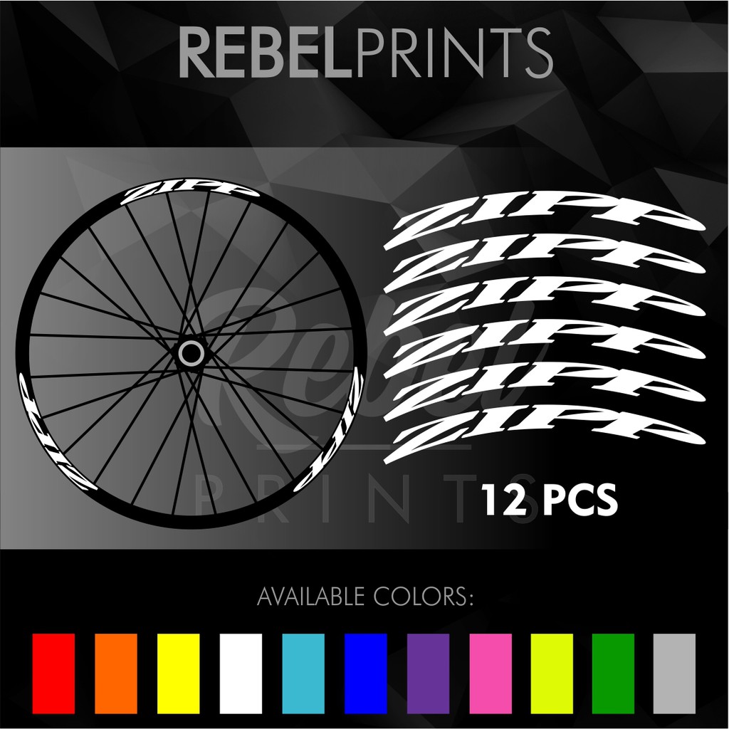 ZIPP (12 pcs) Wheel Rim Sticker Decals Vinyl for Mountain Bikes, Road