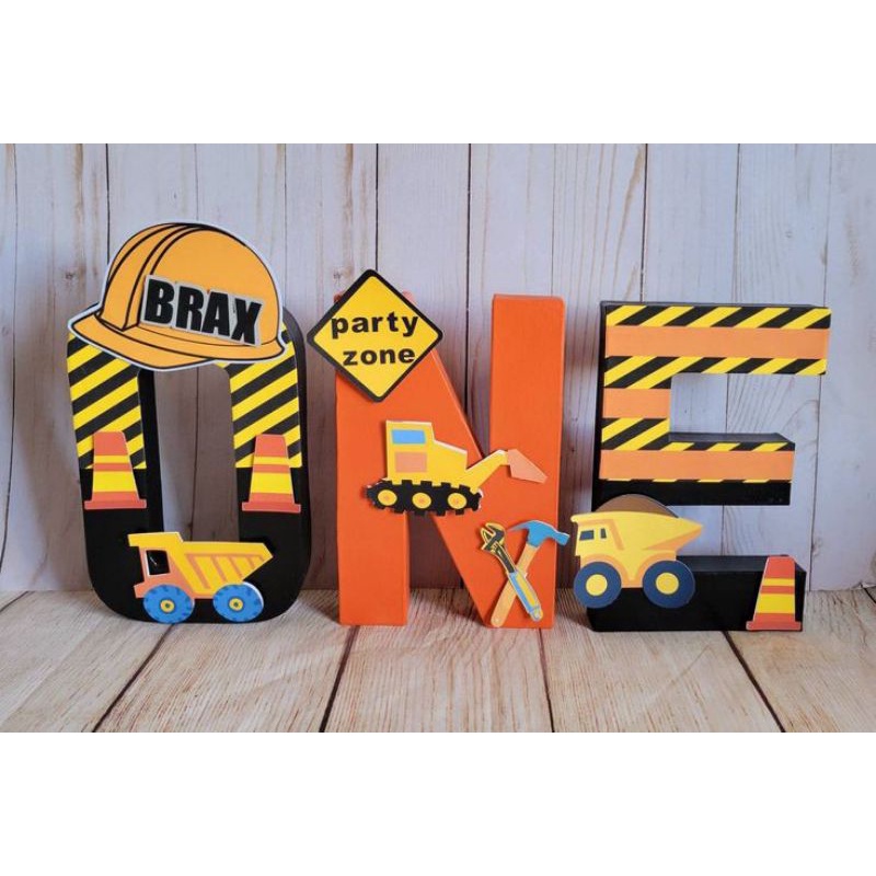 Construction Theme 12 inches letter standee customized painted CHOOSE