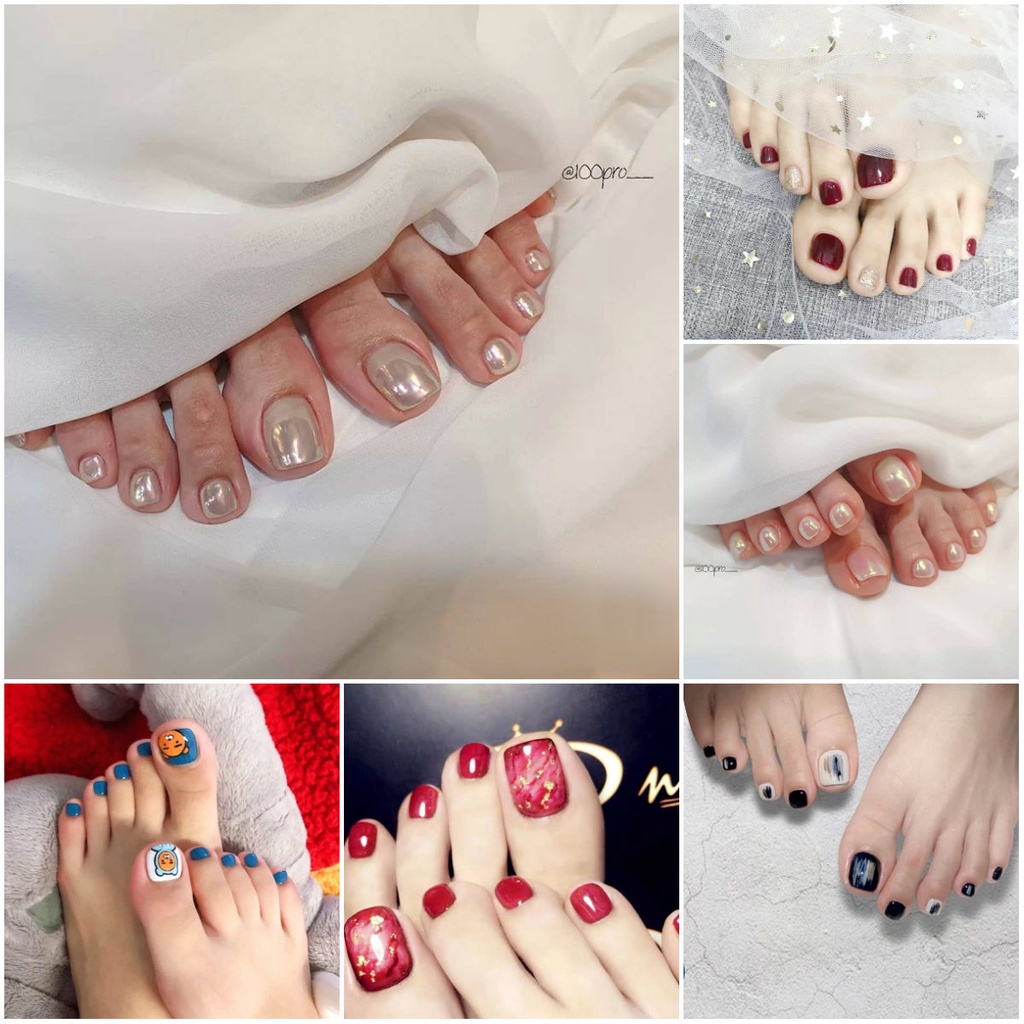 2022 Summer Toe Nails Whitening False Nail Patches Toe Nails Finished