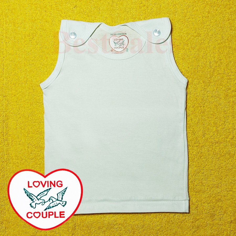 Loving Couple Plain White Cotton Sando with Button for Babies | Shopee ...