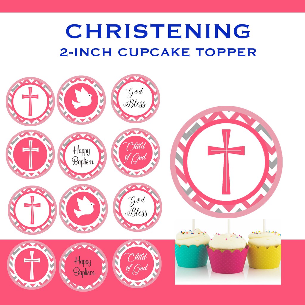 Baptism cupcake toppers Banners & Signs Party Décor