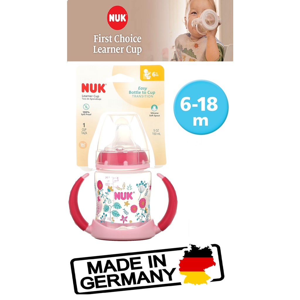 NUK, Learner Cup, 6+ Months, Pink, 5 oz (150 ml) Baby Feeding Bottle to