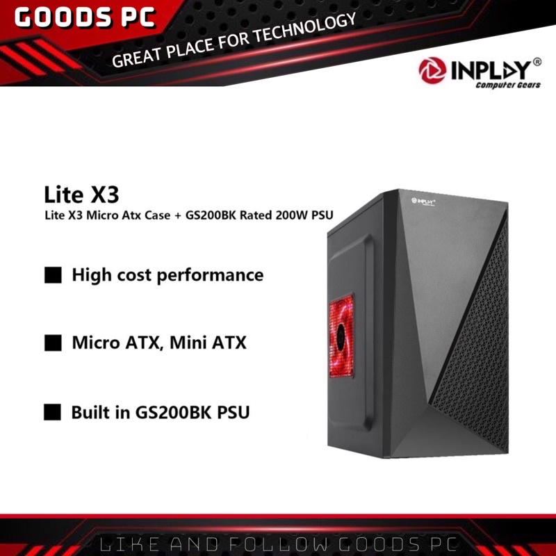 Inplay Lite X3 With Psu GS200BK Black Micro Atx Case Casing PC Cases ...