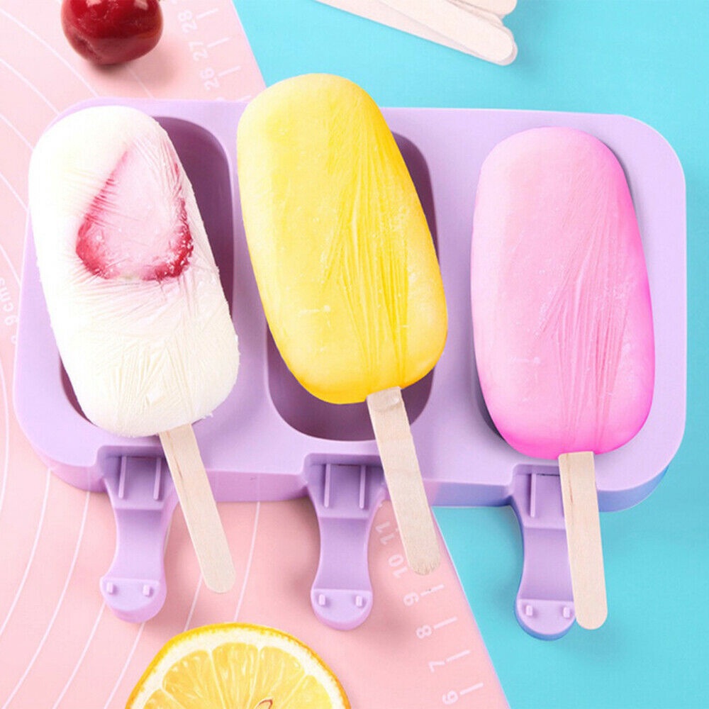 Silicone Diy Ice Cream Popsicle Cartoon Mold With 50 Wooden Sticks Homemade Ice Pop Maker Tool