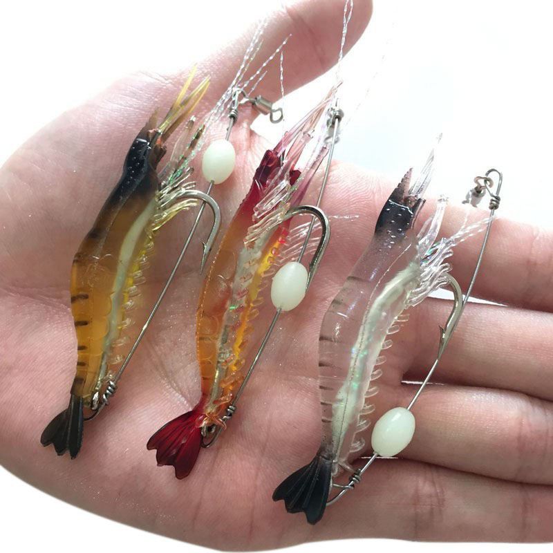 Details about   6x Luminous Fishing Lure Bait Artificial Shrimp Lures Plastics Soft Hook 9cm 6g 