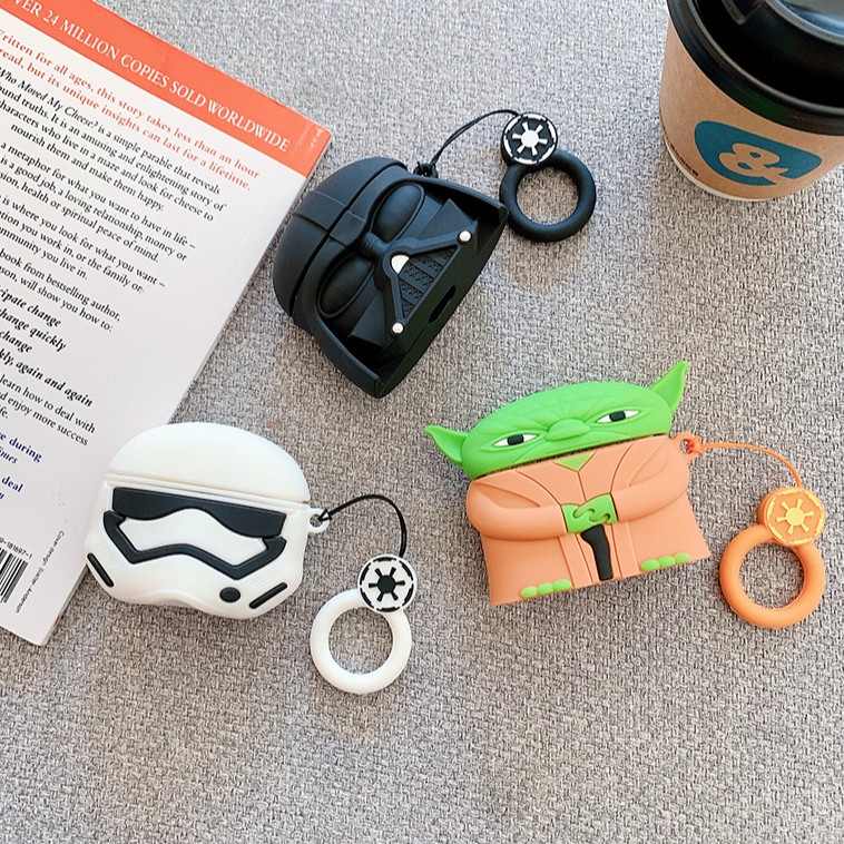 Airpods Case Stereoscopic Star Wars Yoda＆Darth Vader Airpods Pro Airpods 1/2 FallProof Silicone