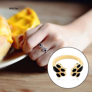 Lovely CZ Cat Dog Paw Print Footprint Ring Heart Cut Resizable Copper for Puppy Pet Lover Gift Animal Jewelry