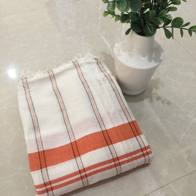 SEMIDOUBLE ILOCOS BLANKET 44x70 inches CLASSIC ORANGE STRIPE Shopee