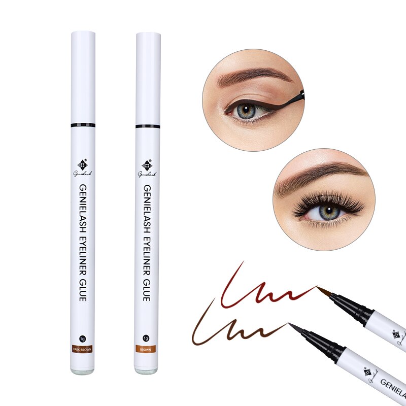 Magic Self Adhesive Liquid Eyeliner Pen Brown/Dark Brown Color Eyeliner