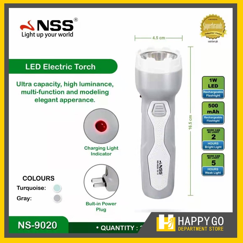 Happy Go Flashlight Rechargeable Emergency LED Electric Torch NSS* NS