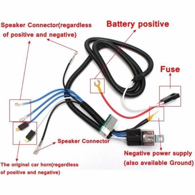 Car Horn Wire Harness Wiring Kit 12v With Relay And Fuse Shopee