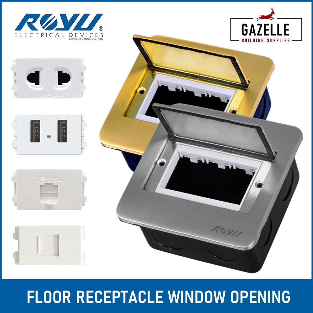 Royu Square Floor Outlet Receptacle Window Opening Customizable Outlets