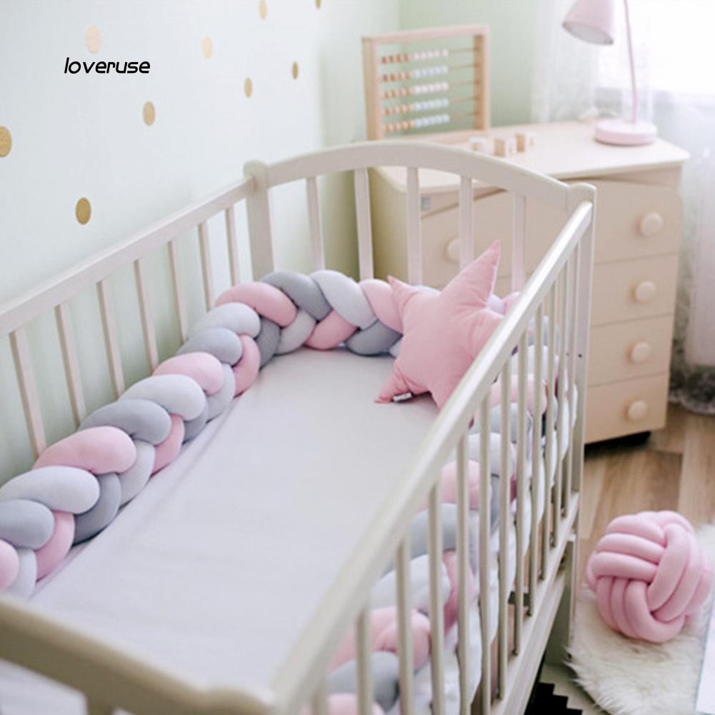 Lvue Newborn Baby Crib Bumper Cushion Knotted Braided Plush