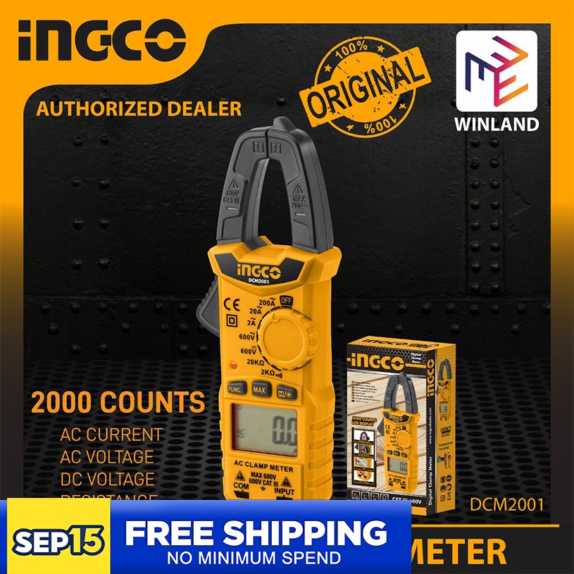 INGCO Digital Clamp Meter Multi Tester DCM2001 *WINLAND* Shopee
