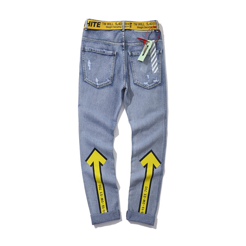 off white belt pants