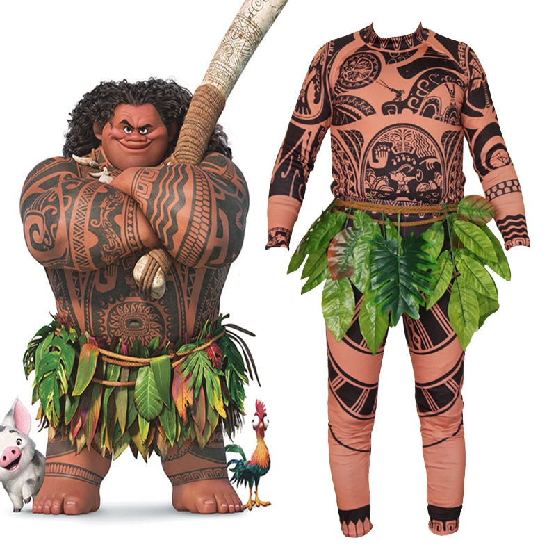 Full Sets Movie Moana Maui Cosplay Costume Adult Kids Halloween Carnival Party Costume Tights Sweatshirt Pants Leaves Belt Shopee Philippines