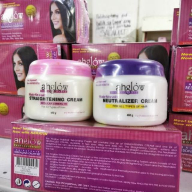 ahglow hair straightening cream and neutralizer