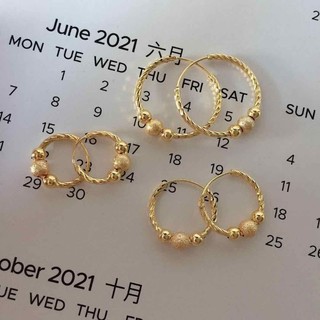 18k Bangkok gold loop earrings with balls