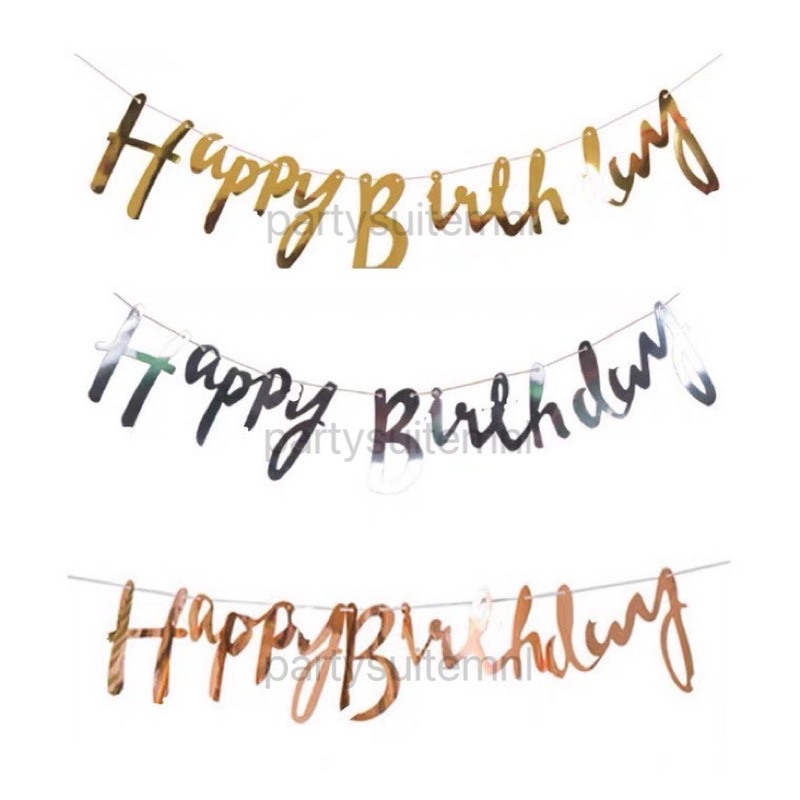 Happy Birthday Cursive Bunting Banner | Shopee Philippines