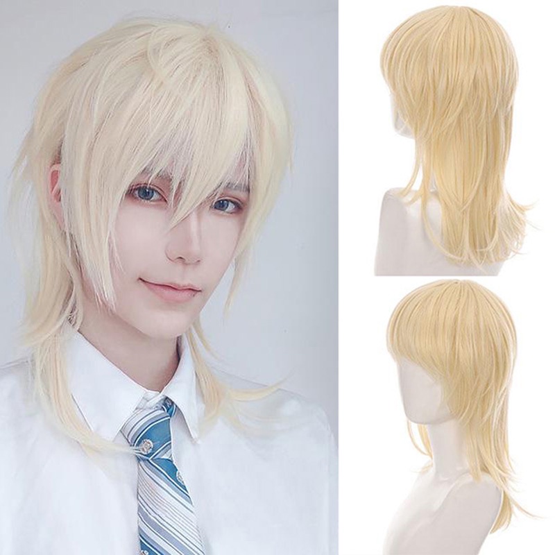 ◑﹉JINKAILI Short Synthetic Anime Male Cosplay Wigs With Bangs Black Brown  Purple Curly Wig Costume H | Shopee Philippines