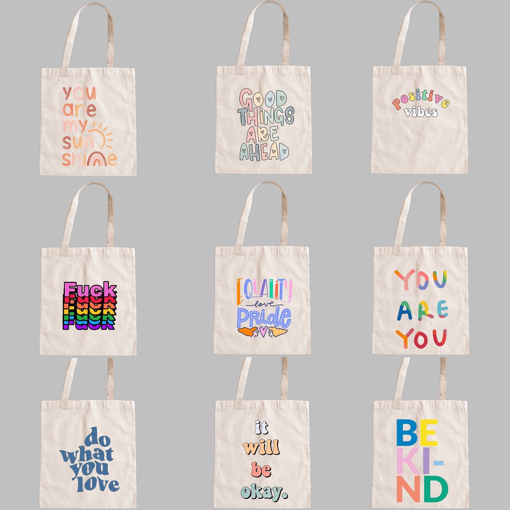 B029 CUTE QUOTES WHITE CANVAS TOTE BAG FOR KIDS TEENS WOMEN GIRL LADY ...