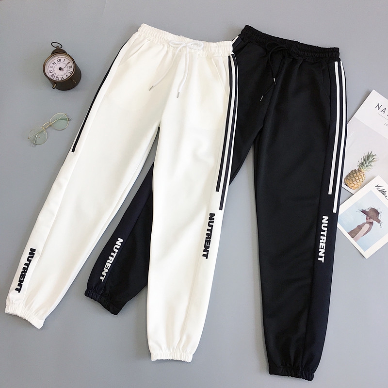 Men and Women Joggers with Stripes on Side Korean Style Casual Trousers ...