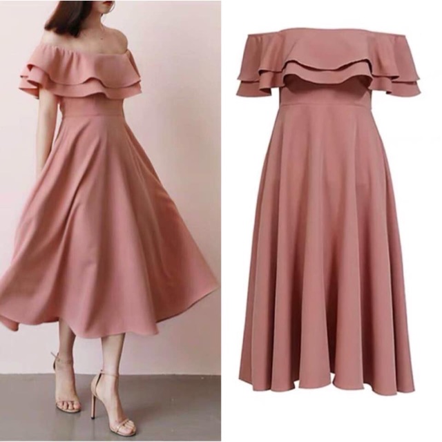 old rose off shoulder dress