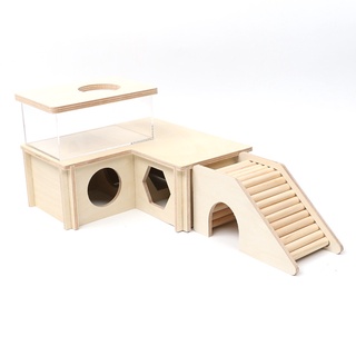 Hamster Wooden Stairs To Avoid Tunnels Golden Bear House Climbing Birch Bridge Curved Tree Hole. #2