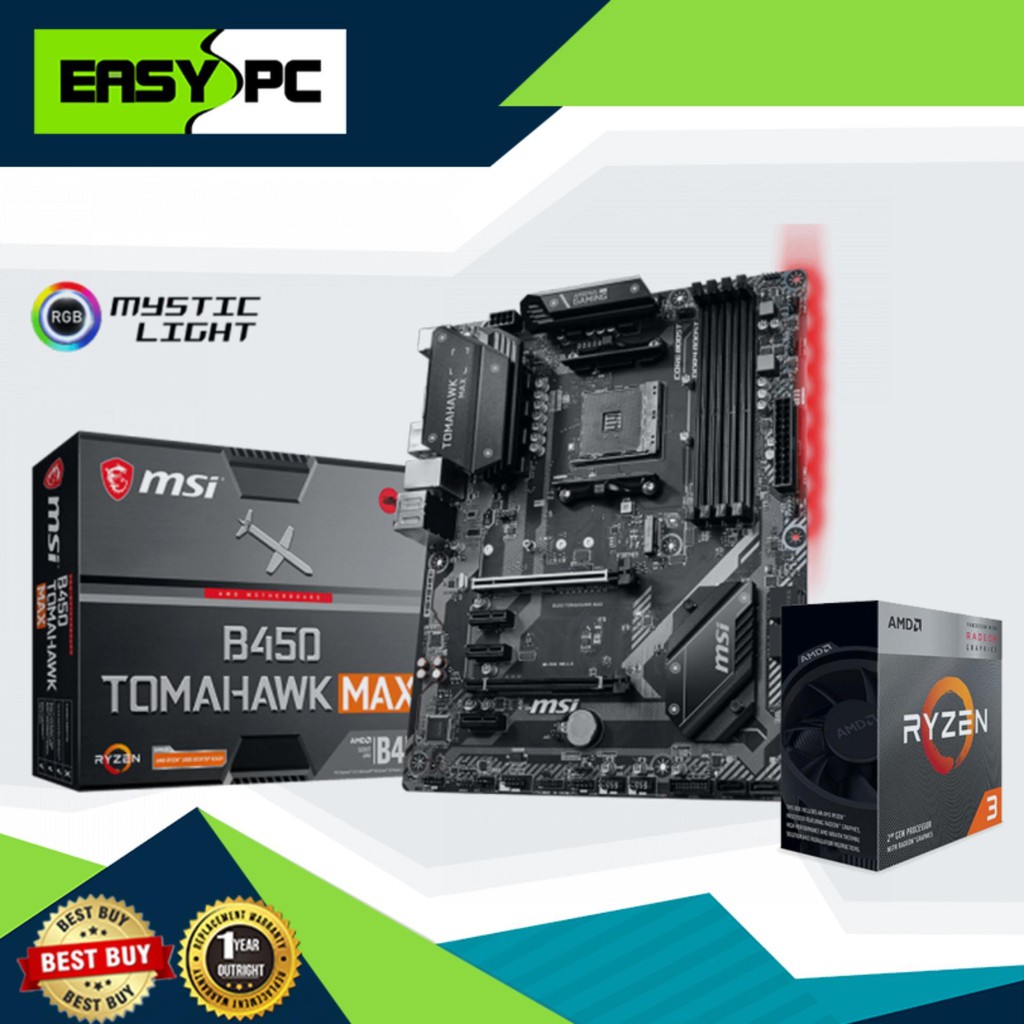 New Bundle Amd Ryzen 30g And Msi B450 Tomahawk Max Motherboard Shopee Philippines