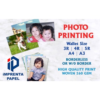 Photo Print High Quality Wallet Size 3R 4R 5R A4 3x3 4x4 5x5 6x6 Square Size