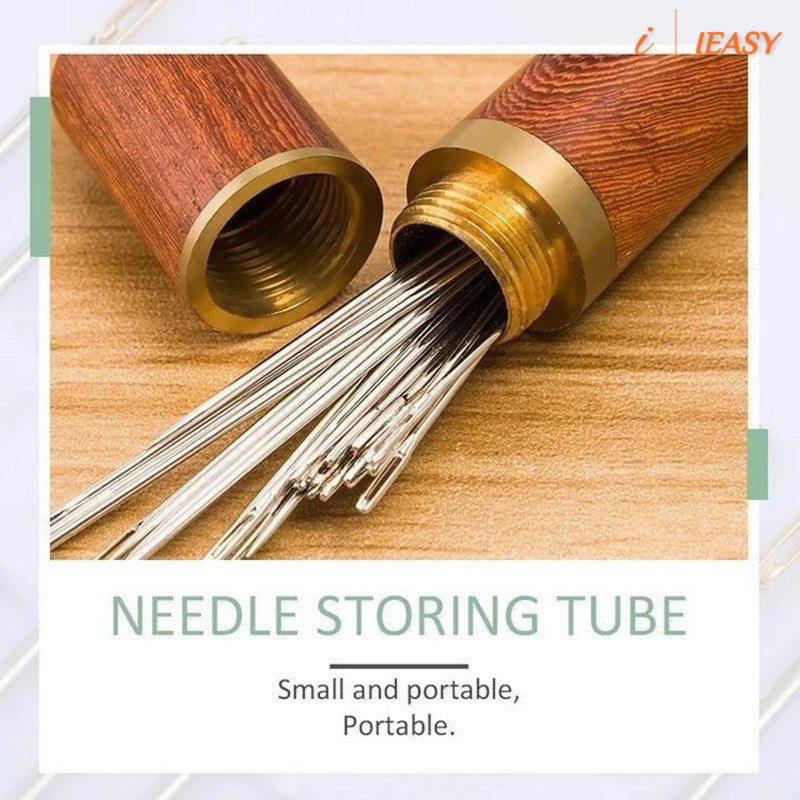Metyere Stainless Steel Self-Threading Needles Opening Sewing Darning Needles Set 