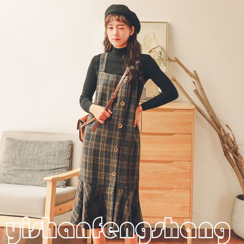 knee length korean jumper dress