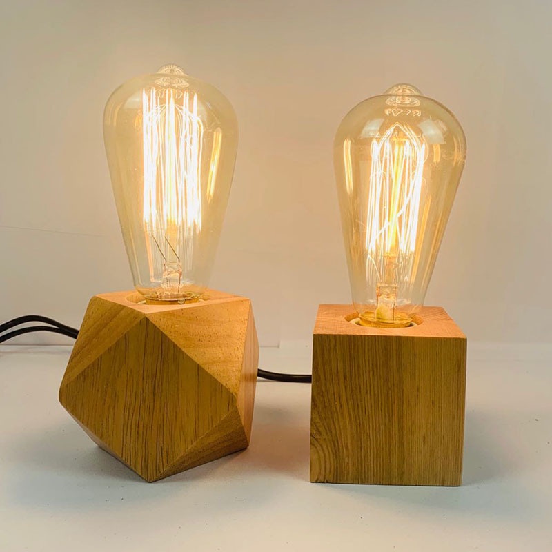 Modern table lamp creative oak table lamp holder Nordic wooden table