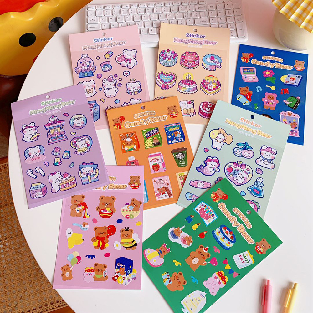 yoyo korean ins cute cartoon sweet cake bear notepad diary