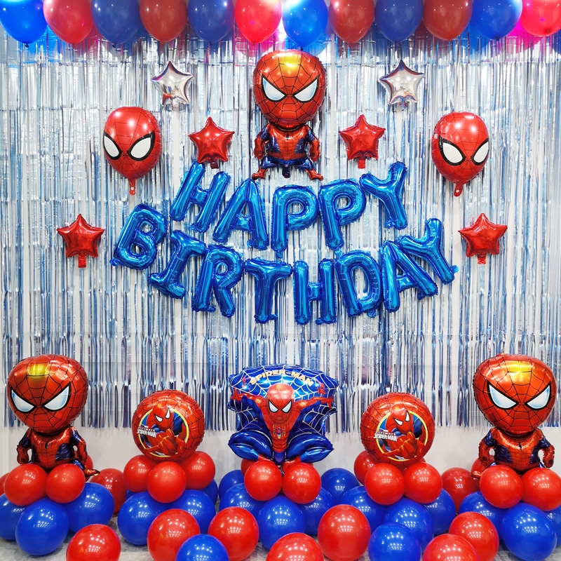 Captain Spider-Man Theme Party Birthday Balloon Decoration Boys and  Children Birthday Scene Layout P | Shopee Philippines