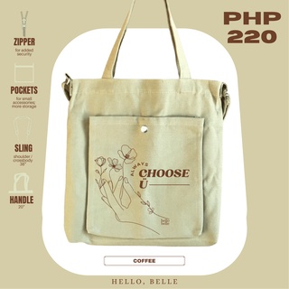 Hello, Belle - ”ALWAYS CHOOSE U” TOTE BAG (With Zipper and Pockets)