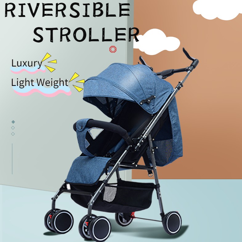 Lightweight Easy Fold Compact Travel Baby Stroller Reversible Handle