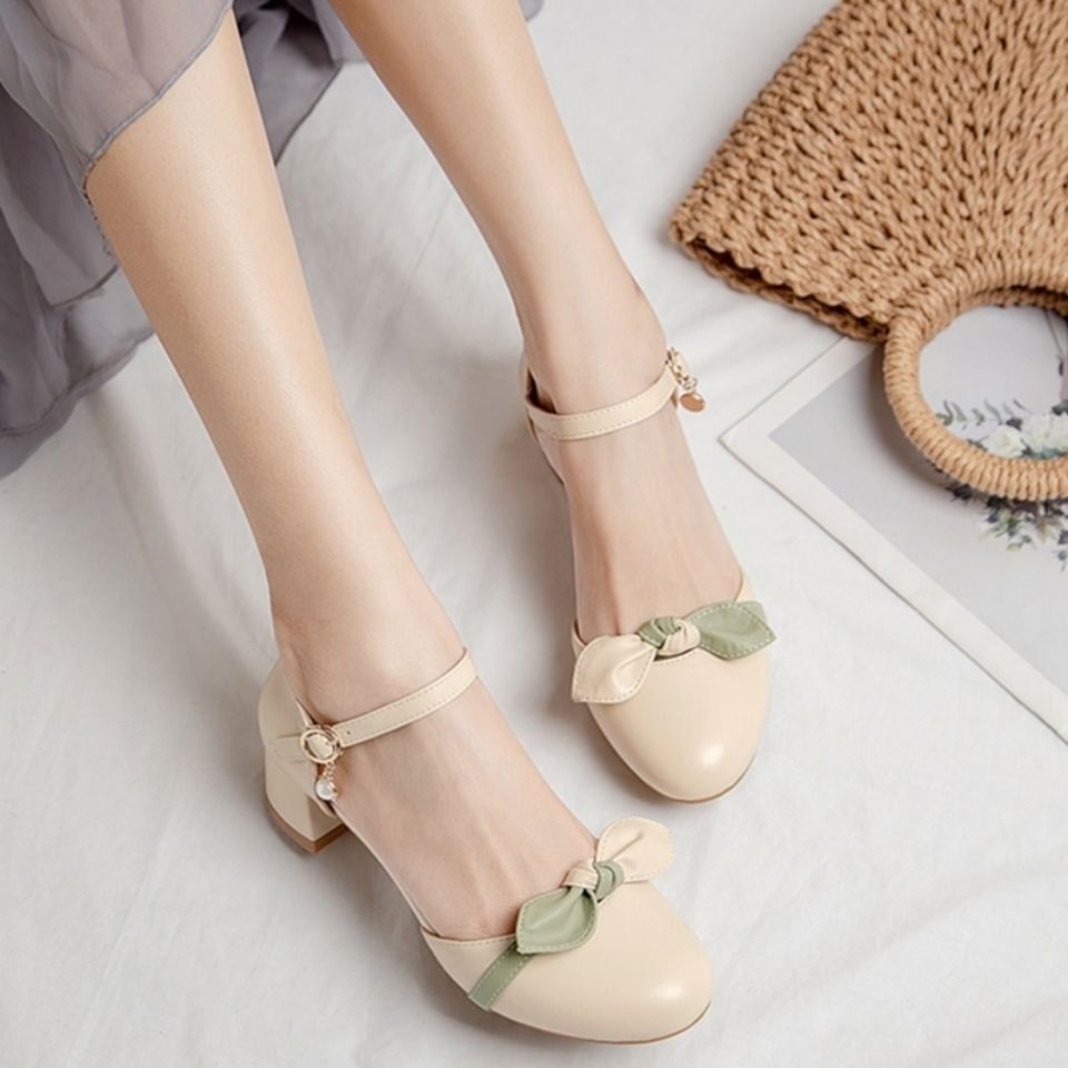 Women High Heel Sandals Literary And Fresh Sandals For Girls 21 Summer New Thick Heeled Baotou Ladies Shoes Student Fairy Shoes With Skirt Shopee Philippines