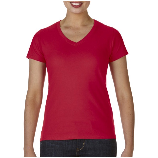 ladies red v neck t shirt