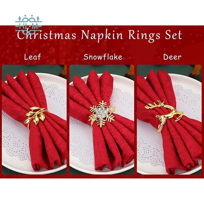 Gold 12 Piece Snowflake Napkin Rings Christmas Snowflake Napkin Holder Rings for Christmas Dinners Parties Everyday Home Table Decoration Accessory 
