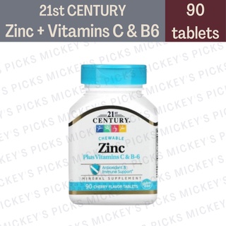 21st Century, Zinc Plus Vitamins C & B-6, Chewable, Cherry Flavor, 90 Tablets