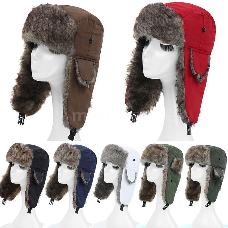 JUMJEE Trapper Bomber Hats Windproof Therma Russian Earflap Winter Snow Windproof Fur Hat 