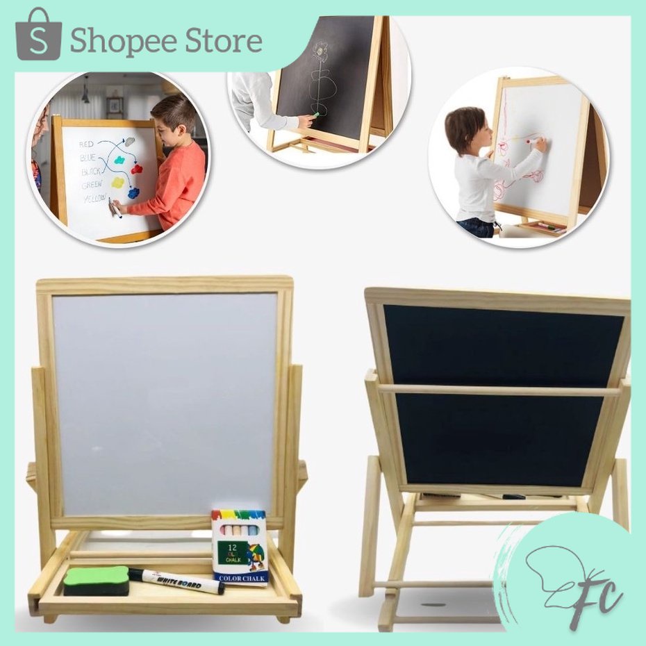 EFC 2in1 White & Black Folding Drawing Board For Kids Learning Toy